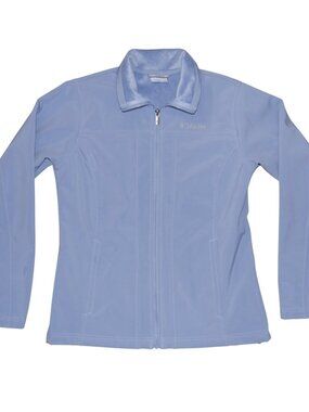 Columbia Soft Shell Full Zip Jacket Women's Size M Light Blue Fleece Lined GUC